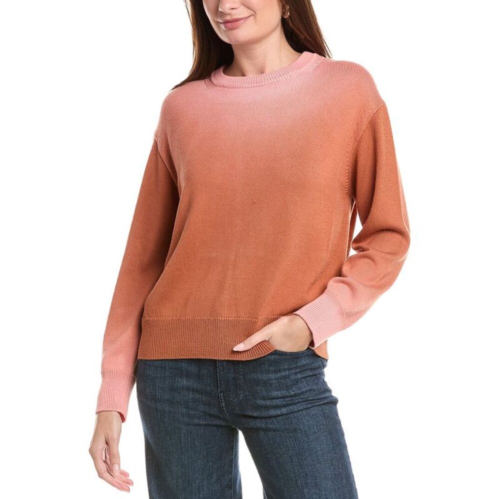 Lafayette 148 New York Womens  Ombre Crewneck Silk-Blend Sweater, Brown